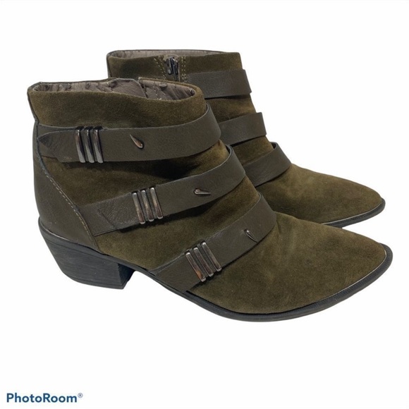 Sam Edelman Shoes - SAM EDELMAN | Harley Moss Green Suede Heeled Ankle Booties Boots